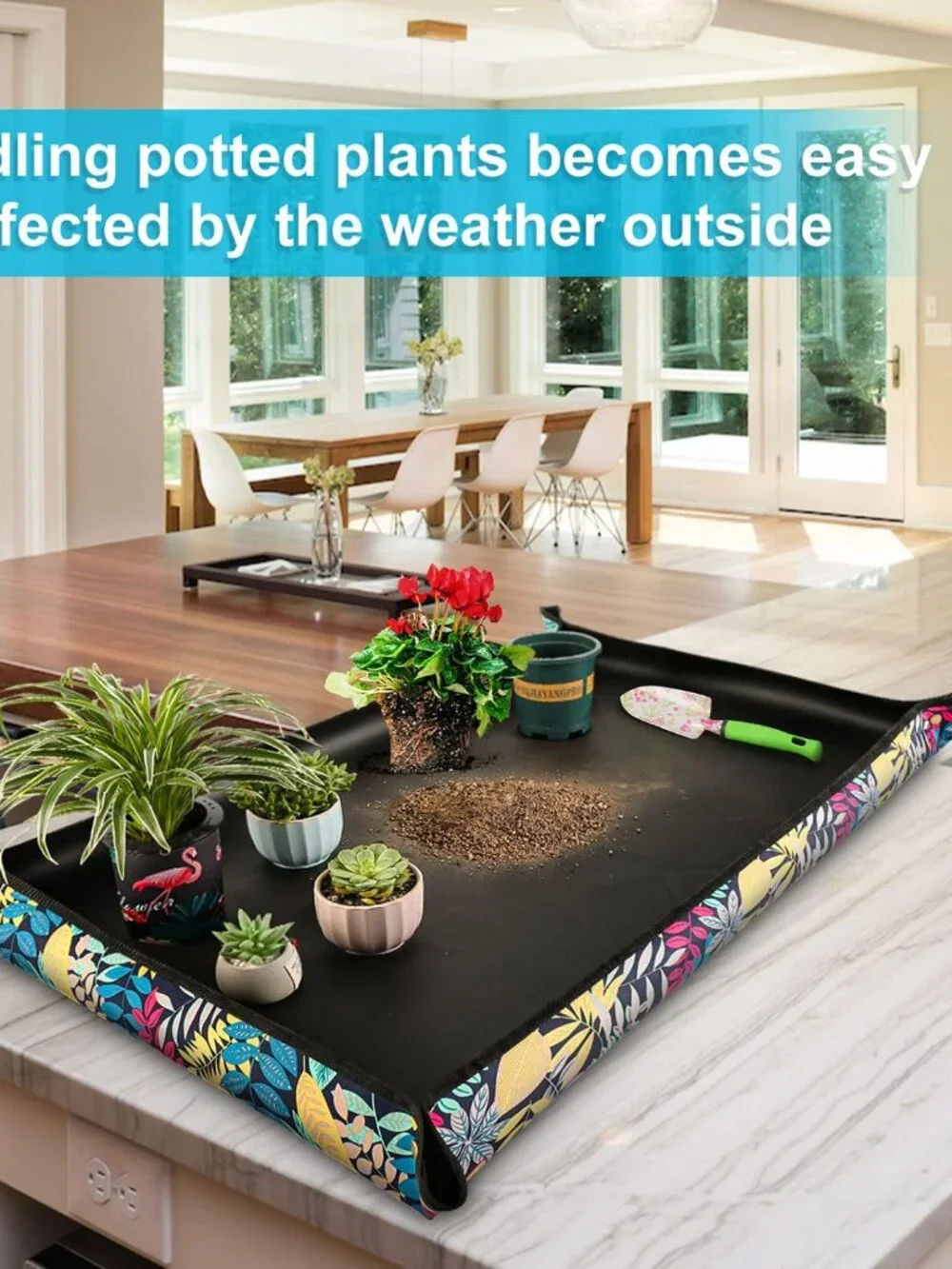 Extra Large Repotting Mat for Indoor Plant Transplanting and Mess Control 43.5
